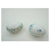 Limoges France Egg-Shaped Porcelain Trinket Boxes (2ct)