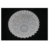 Vintage L.E. Smith Moon and Stars Satin Frosted Glass Crimped Ruffled Candy Dish