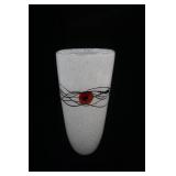 Murano Art Glass Vase Black/Red Eyes 12