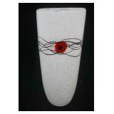 Murano Art Glass Vase Black/Red Eyes 12