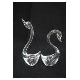 Vintage Clear Glass Swan Figurines