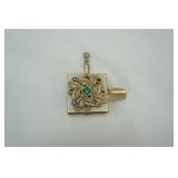 Antique/Vintage Photo Case; Jeweled Ashtray; Murano Compact, Clock