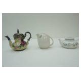 Vintage Hand-Painted Porcelain Teapot, Andrea by Sadek Teapot; Creamer