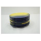 (7ct) Blue, Yellow, and Green Stoneware Plates