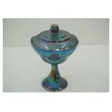 Vintage Carnival Glass Covered Compote Dish