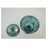 Vintage Carnival Glass Covered Compote Dish