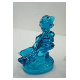 Blue Glass Girl with Geese; Green & Clear Glass Dolphin