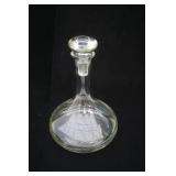 Vintage Hand Blown Etched Ship Sail Boat Decanter/Carafe