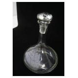 Vintage Hand Blown Etched Ship Sail Boat Decanter/Carafe