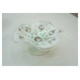 Vintage Charleston Rose Fenton Pedestal Bowl