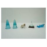 Vintage Fenton Buton Blue Glass Shoe; Dacara Glass Angel-Austria Crystal & More