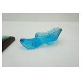 Vintage Fenton Buton Blue Glass Shoe; Dacara Glass Angel-Austria Crystal & More
