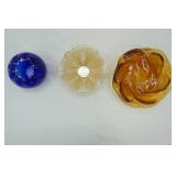 Vintage Murano Art Glass Bowls; Czech Bohemia Cobalt Blue Cut-to-Clear Rose Bowl