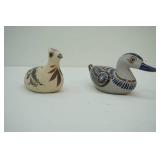 Vintage Tonala Mexican Folk Art Pottery Bird Figurines