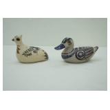 Vintage Tonala Mexican Folk Art Pottery Bird Figurines