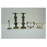 Vintage Brass Pillar Candle Holders and Other Brass Items