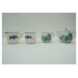Vintage Stoneware Creamer & Sugar; Vintage Hand painted Japanese  Porcelain Creamer & Sugar-Kutani