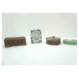 Antique Brass Cherubs/Angel Trinket Music Box; Porcelain Jamestown China Picture Frame and more