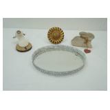 Antique/Vintage Vanity Mirrored Tray and other Decor