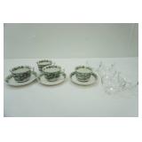 Set of 4 Adams Ironstone Mugs & Plates; Clear Mugs