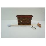 Vintage Caro-Nan Strawberry Woven Wood Basket; Custom Made Back Scratcher by Ron Payne