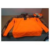 Huntworth Quarter Zip Blaze Orange and Camo Fleece - XL