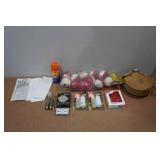 Assorted Fishing and Camping - Bobbers, Off, Canteen, Tackle