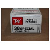 50 Winchester .38 Spl 130 Gr FMJ Ammo