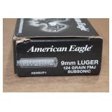 50 American Eagle Suppressor 9mm 124 Gr FMJ Ammo