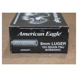50 American Eagle Suppressor 9mm 124 Gr FMJ Ammo