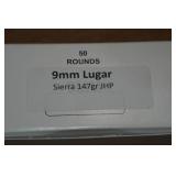 50 9mm Luger 147 Gr Sierra JHP Ammo