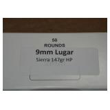 50 9mm Luger 147 Gr Sierra HP Ammo