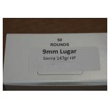 50 9mm Luger 147 Gr Sierra HP Ammo