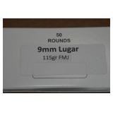 50 9mm Luger 115 Gr FMJ Ammo