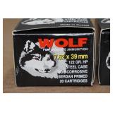40 Wolf 7.62 x 39mm 122 Gr HP Steel Case Ammo