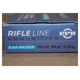 20 PPU 8mm Mauser 298 Gr FMJ BT Ammo