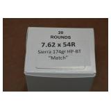 20 7.62 x 54R 174 Gr Sierra HP-BT Match Ammo