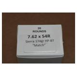 20 7.62 x 54R 174 Gr Sierra HP-BT Match Ammo