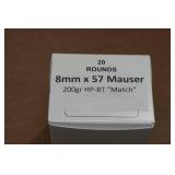 20 8mm Mauser 200 Gr HP BT Match Ammo