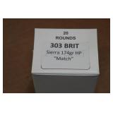 20 .303 British 174 Gr Sierra HP Match Ammo