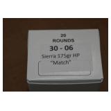 20 .30-06 Sprg 175 Gr Sierra HP Match Ammo