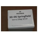 20 .30-06 Sprg 150 Gr Sierra SP BT Ammo