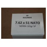 20 7.62 x 51mm (.308 Win) 165 Gr Sierra SP Ammo