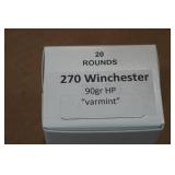 20 .270 Win 90 Gr HP Varmint Ammo