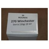 20 .270 Win 130 Gr Sierra SP BT Ammo