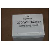 20 .270 Win 130 Gr Sierra SP BT Ammo