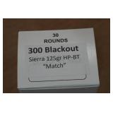 30 .300 Blackout 125 Gr Sierra HP BT Match Ammo