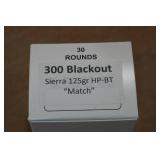 30 .300 Blackout 125 Gr Sierra HP BT Match Ammo