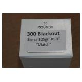 30 .300 Blackout 125 Gr Sierra HP BT Match Ammo