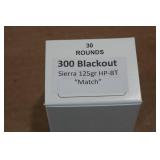 30 .300 Blackout 125 Gr Sierra HP BT Match Ammo